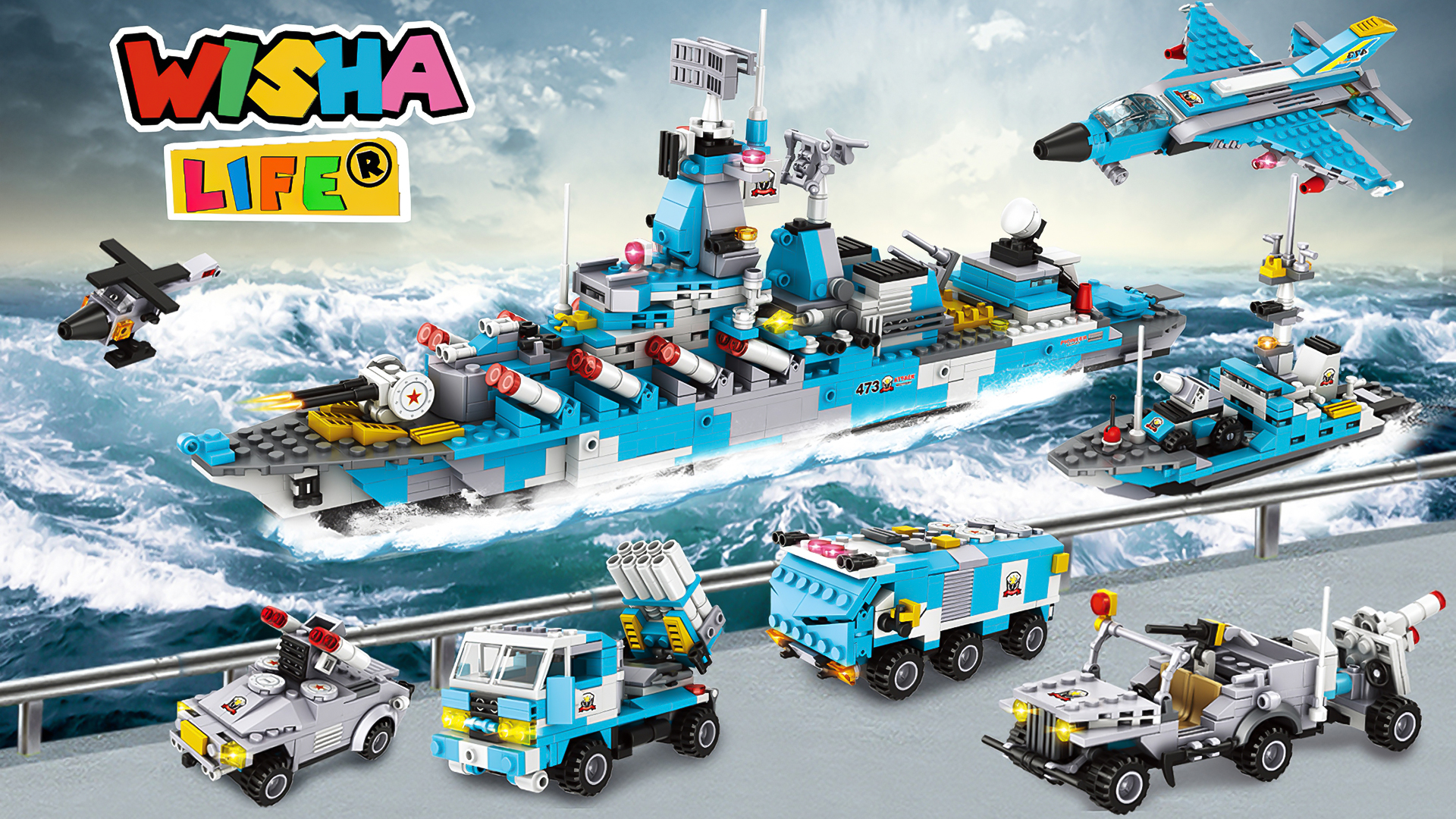 Amazon.com: WishaLife 6 IN 1 City War Military Battleship Building